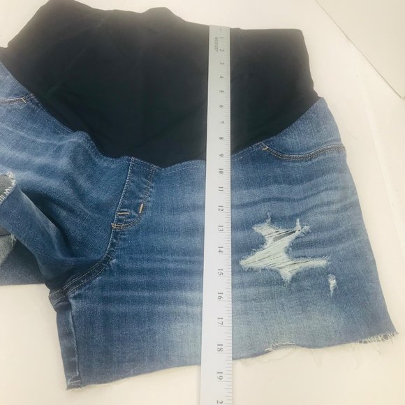 Isabel Maternity Women's Size 14 Crossover Panel Blue Denim Midi Short New - Picture 10 of 16